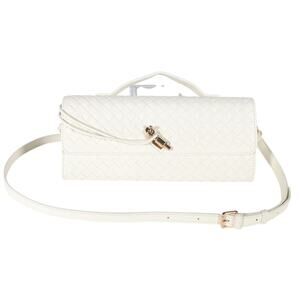 Few Moda East West Vegan Leather Clutch Bag with Crossbody Strap - Cream - NWT